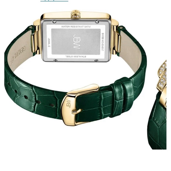 NIB JBW Mink Diamond Croc Embossed 18K gold plated stainless 0.02 ctw authentic